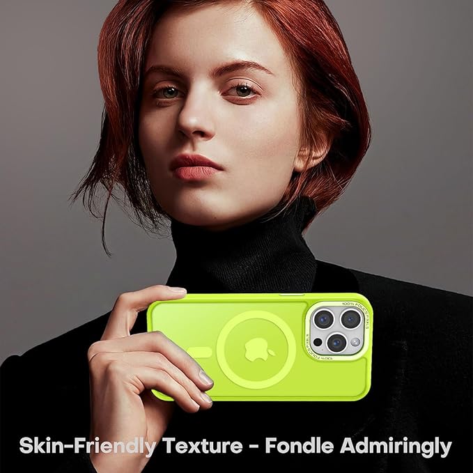 Newfuture Designed for iPhone 14 Pro Case with Magnetic [13 FT Military Drop Protection] [Compatible with Magsafe] Slim Translucent Matte Shockproof with Anti-Fingerprint Phone Case, Fluorescent Green