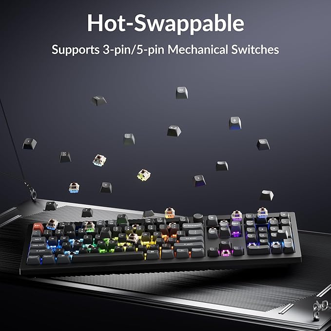 Keychron V6 Ultra 8K Full Size Wireless Mechanical Keyboard, 8000Hz, Hot-Swappable Brown Switch, RGB Backlight, PBT Keycaps, 2.4GHz/Bluetooth/Wired, for Windows macOS Linux – Black