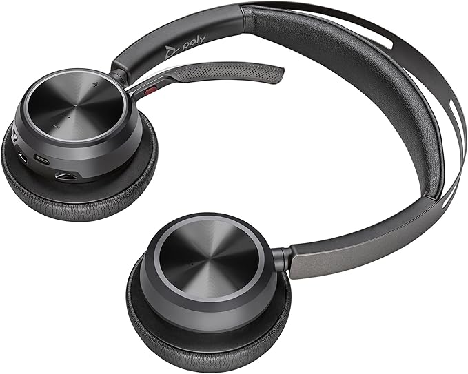 Poly - Voyager Focus 2 UC USB-C Headset (Plantronics) - Bluetooth Dual-Ear (Stereo) Headset with Boom Mic - USB-C PC/Mac Compatible - Active Noise Canceling - Works with Teams, Zoom (Certified) & More