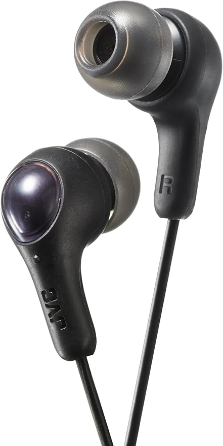 JVC Gumy in Ear Earbud Headphones, Powerful Sound, Comfortable and Secure Fit, Silicone Ear Pieces - HAFX7B Black, Small