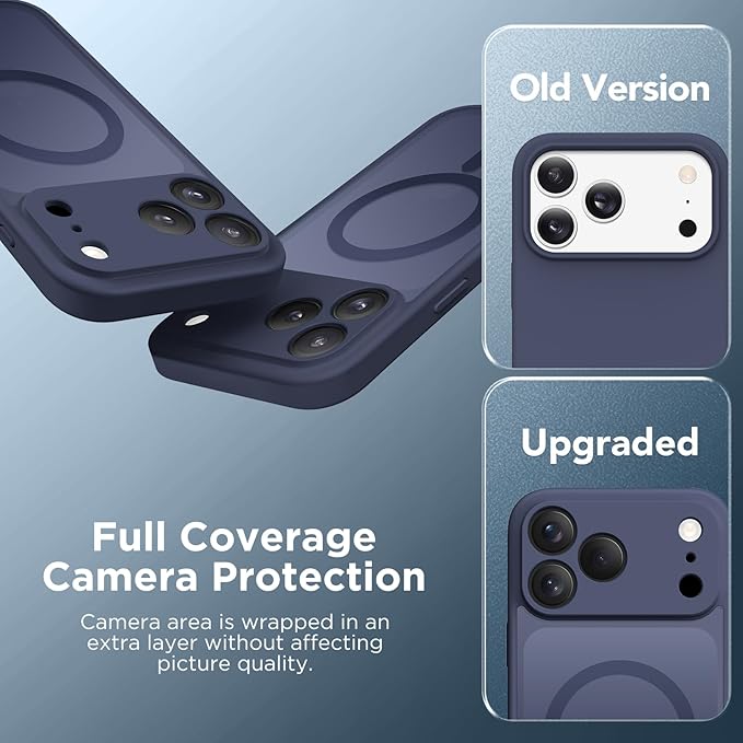 CAPRARO Magnetic for iPhone 17 Pro Max Case, Upgraded [Full Camera Protection] [Compatible with MagSafe] Protective Translucent Matte Women Girl Phone Case Cover, Deep Blue
