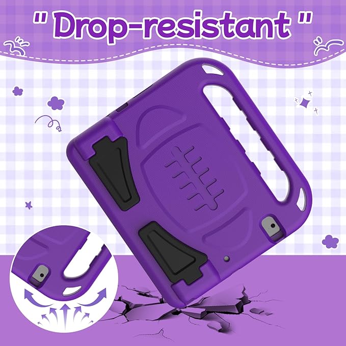 BMOUO Kids Case for iPad 6th/5th Generation (iPad 9.7-inch, 2017/2018), iPad 9.7/Air 2 Case with Screen Protector, Shockproof Handle Stand iPad 6th 5th Generation Cas e for Kids, Purple