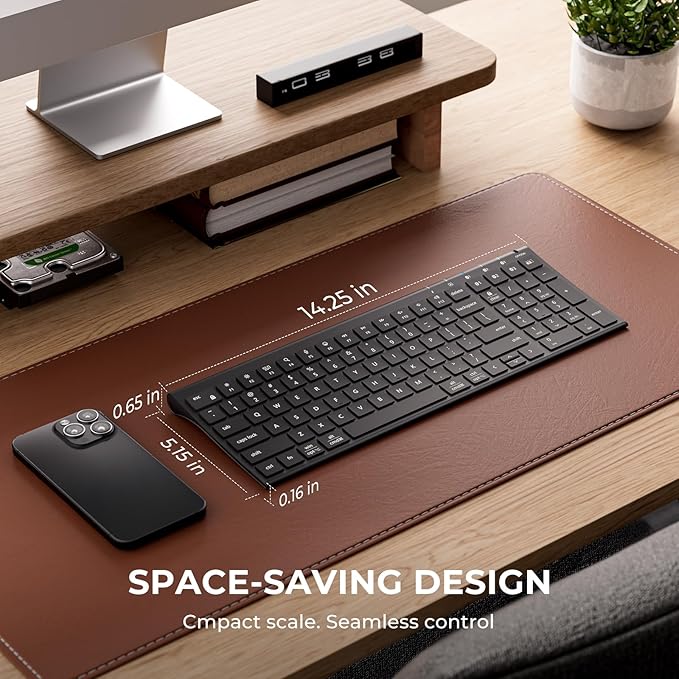 iClever BK10 SE Bluetooth Keyboard for Mac, Multi-Device Wireless Keyboard with Numeric Keypad, Standard Full Size Keys, USB-C Rechargeable, Compatible with Windows, macOS, iPadOS, Android (Black)