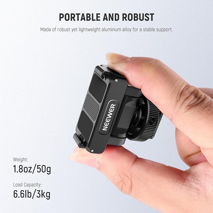 NEEWER Mount Adapter Compatible with DJI Osmo 360 / Action 5 Pro/4/3, Metal Magnetic Quick Release Action Camera Adapter Mount with 160° Tilt, Cold Shoe, 1/4" Thread, AC012