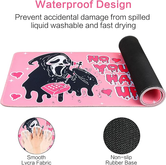 Large Gaming Mouse Pad 31.5 x 11.8in Desk Mat for Office Mousepad Anti-Skid Rubber Base Soft Comfortable and Durable Desk Pad (Pink)