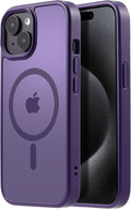 Tigowos Cellular Phone Case for iPhone 15 Plus & iPhone 14 Plus, Magnetic MIL-Grade Drop Tested, Matte Back Cover, Deep Purple