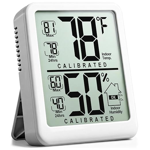 Antonki Room Thermometer, Digital Small Hygrometer Indoor Thermometer Humidity Gauge, Temperature Humidity Meter with Max/Min Record Monitor Sensor for Home, Plants - Battery Included