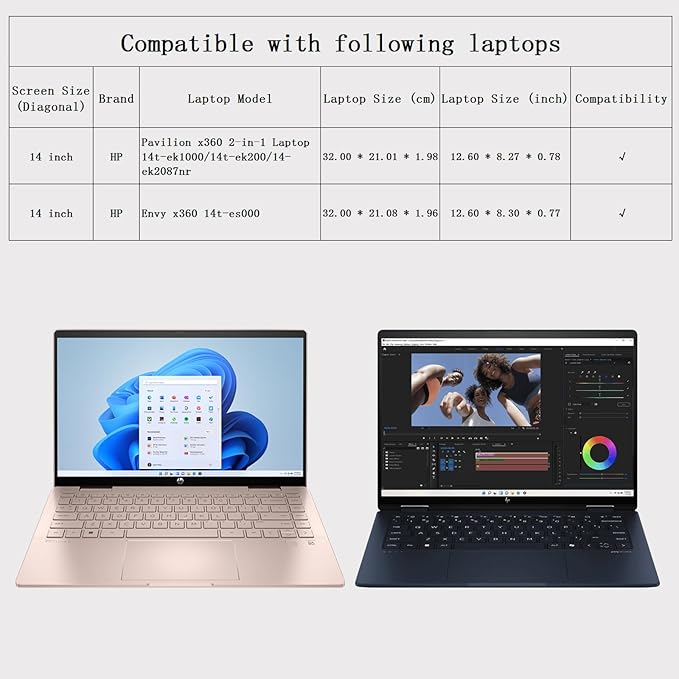 Smatree Hard EVA Protective Sleeve Case Compatible for 14 inch HP Pavilion x360 2-in-1 Laptop 14t-ek1000/14t-ek200/14-ek2087nr, for 14 inch HP Envy x360 14t-es000, Waterproof Slim Laptop Bag (X8039)
