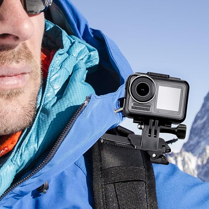 Anti-Slide 360° Rotary Action Cam Sports Camera Quick Clip Backpack Strap Mount Clamp Holder for GoPro DJI OSMO Travel Vlogging