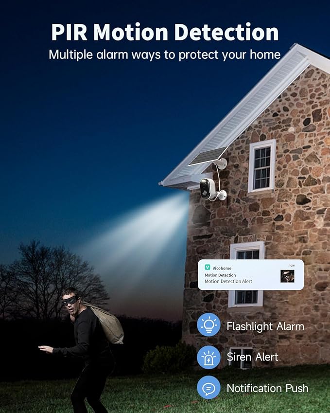 Security Cameras Wireless Outdoor, Solar Battery Powered 2k Color Night Vision, AI Motion Detection, IP66 Weatherproof, 2-Way Talk, SD/Cloud Storage, 2.4Ghz WiFi Cameras for Home Security (2 Pack)