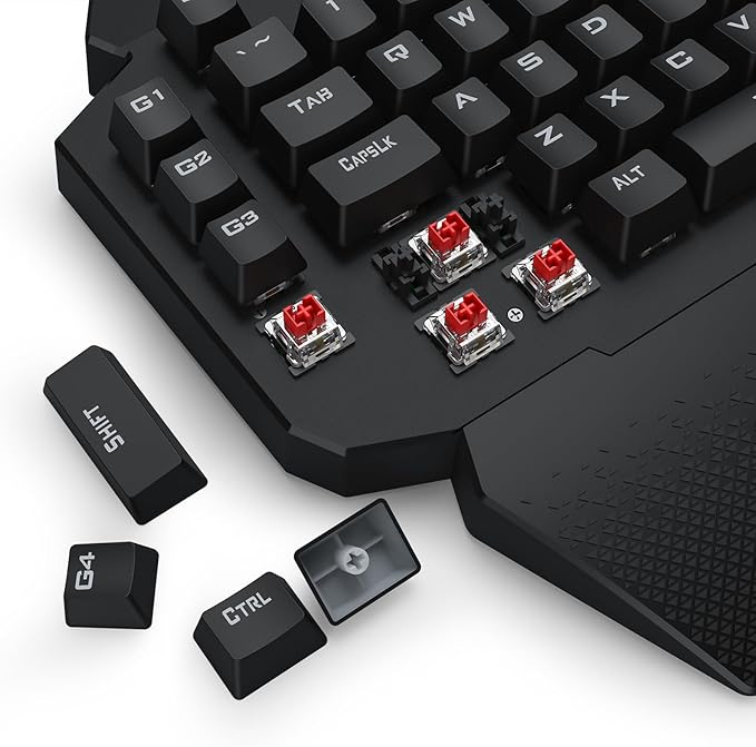Redragon K758 Wired One-Handed RGB Mechanical Gaming Keyboard, 39 Keys Type-C Professional Gaming Keypad w/Upgraded Hot-Swappable Socket, 4 Onboard Macro Keys & Dedicated Wrist Rest