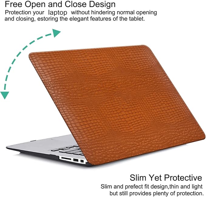 DTangLsm for Crocodile MacBook Pro 14 inch Case M5 2026-2021 M4 M3 M2 M1 A3426 A3427 A3434 A3112 A3185 A3401 A2918 A2992 A2779 A2442, Alligator Skin Textured Leather Hard Case+Keyboard Cover, Brown