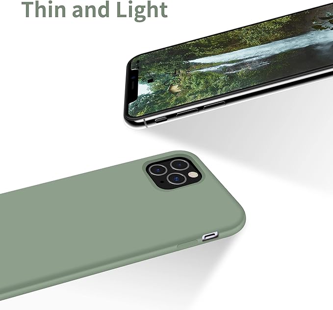 OTOFLY Compatible with iPhone 11 Pro Max Case,Ultra Slim Fit iPhone Case Liquid Silicone Gel Cover with Full Body Protection Anti-Scratch Shockproof Case (Calke Green)