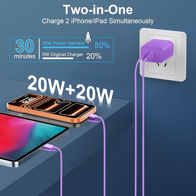 Phone 17 16 15 Charger USB C Wall Charger Block with 10FT USB C Fast Charging Cable for Phone 17 16 15/16 15 Plus/16 15 Pro/17 16 15 Pro Max