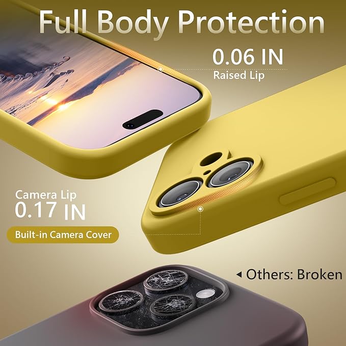 FireNova Magnetic for iPhone 17 Case, Compatible with MagSafe, [Integrated Silicone Camera Control Button] [Camera Protection] Anti-Scratch Microfiber Lining Phone Case, 6.3", Yellow