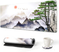 AIMSA Extended Gaming Mouse Pad, XL Large Keyboard Mouse Mat Desk Pad with Stitched Edges, Durable Non-Slip Base Landscape Mousepad for Home Office, 35x15.7inch, Pine Tree Mountains