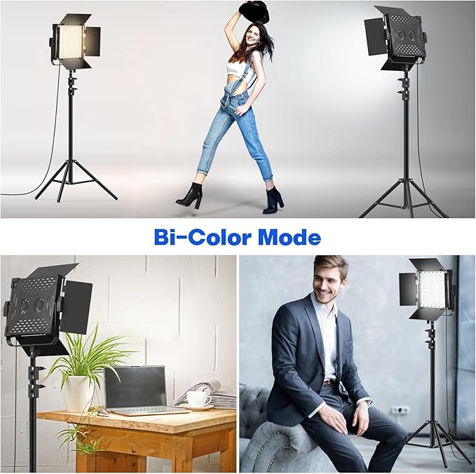 Photography Video Lighting Kit, Upgraded Bi-Color LED Video Studio Lights with Dimmable 2500k~8500k and 79" Light Stand for Camera Photo Recording Filming Stage Shooting Streaming YouTube TikTok
