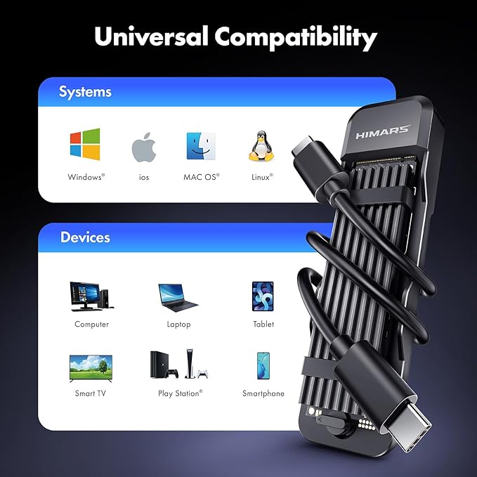 HIMARS M.2 NVMe & SATA SSD to USB-C Docking Station, 10Gbps Transfer Speed, Tool-Free Design (US-2593-10G)