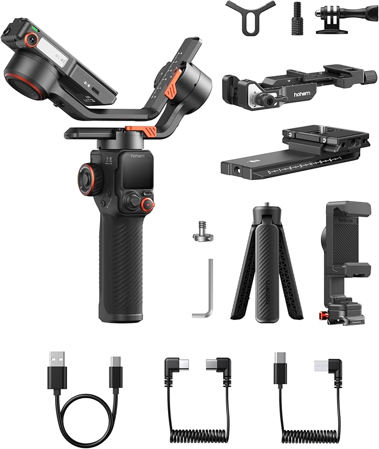 Hohem iSteady MT3 Pro 3-Axis Gimbal Stabilizer for Camera, AI Tracker with CCT/RGB Light, for Mirrorless/Pocket/Action Camera/Smartphone, Detachable Touchscreen Control, for Canon/Nikon/Sony/Fujifilm