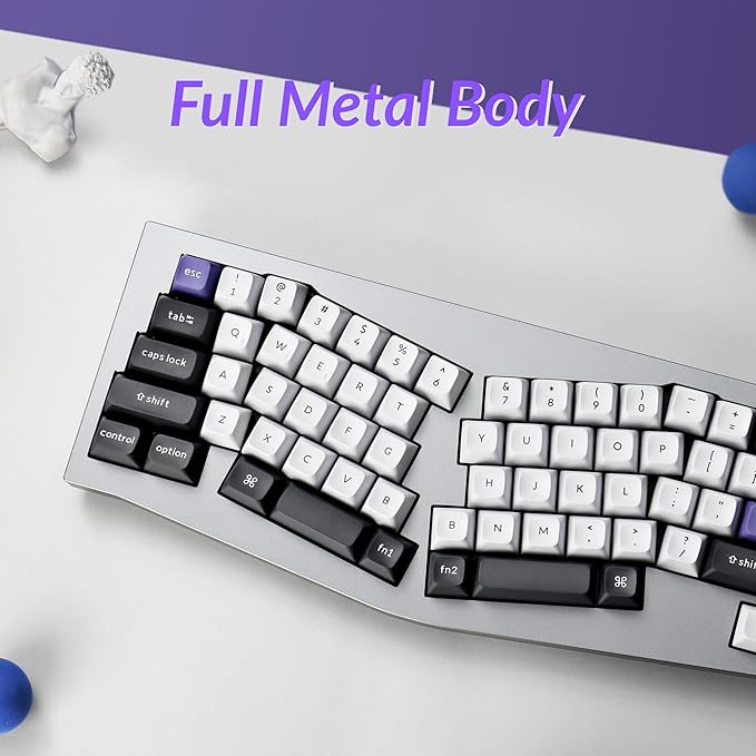 Keychron Q8 Pro Full-Metal Wireless Custom Mechanical Keyboard, 65% Alice Layout Bluetooth/Wired, QMK/VIA, Hot Swappable, 1000 Hz Polling Rate, RGB Backlit for Mac Windows Linux-Grey