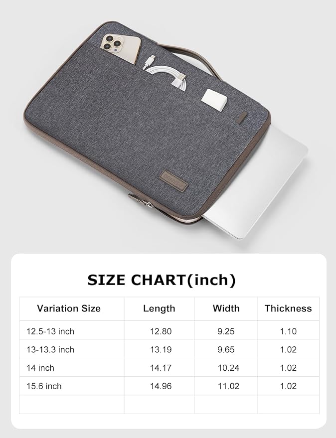 DOMISO 16 inch Laptop Sleeve Protective Case Cover Compatible with 16 16+ inch HP Dell ASUS Lenovo Chromebook,Waterproof Computer Cases Bag with Handle,Dark Grey