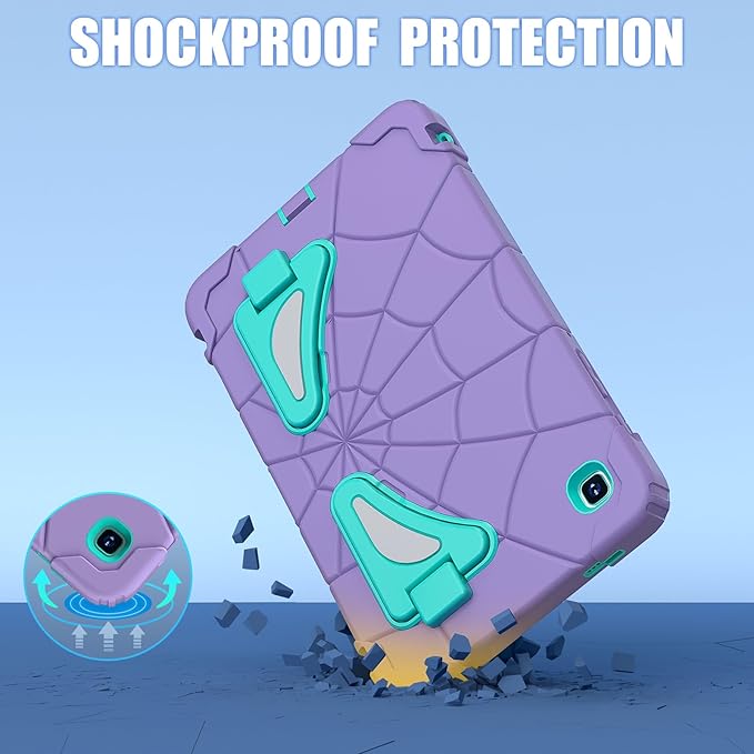AKABEILA Compatible with Samsung Galaxy Tab A7 Lite 8.7 inch T225/T220(2021) Tablet Case，Lightweight Shockproof Rugged Protective Cover with Kickstand for Kids Children Boys Babies Purple Mint Green