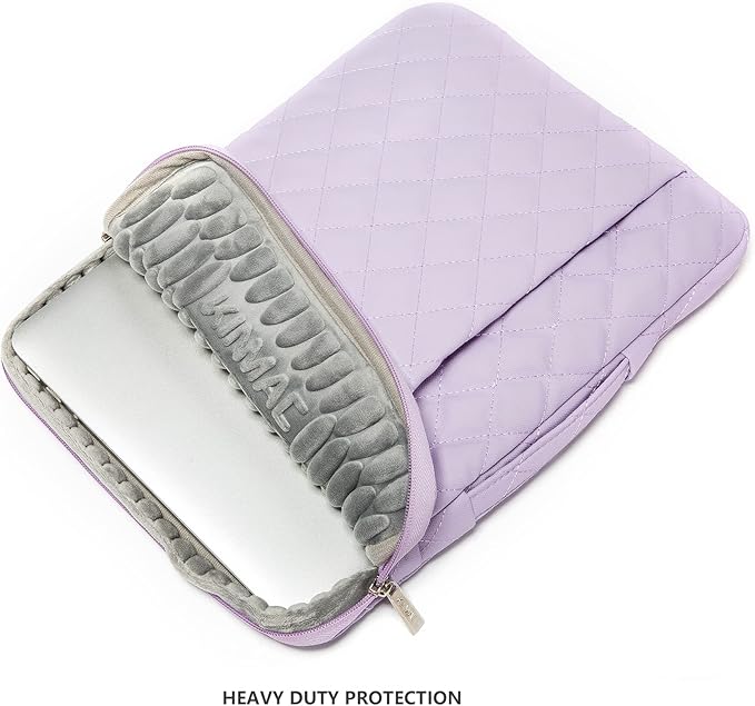 Kinmac 360° Heavy Duty Protective Laptop Sleeve Case Bag Cover with Handle for MacBook Air 13 inch,iPad Pro 13 inch and 13.3 inch HP,Dell,Lenovo,Asus,Acer Laptop (Purple Embroidery)
