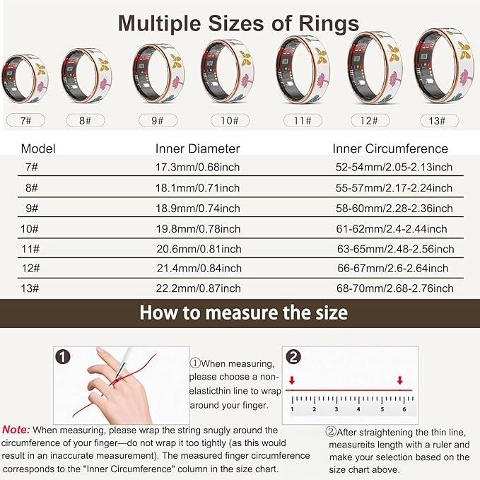 Smart Ring for Women,Fitness Tracker with Heart Rate,Blood Oxygen,Menstrual Cycle,Sleep Monitoring,Step Counting,IP68 Waterproof for iOS and Android,No Subscription Fee (8#)
