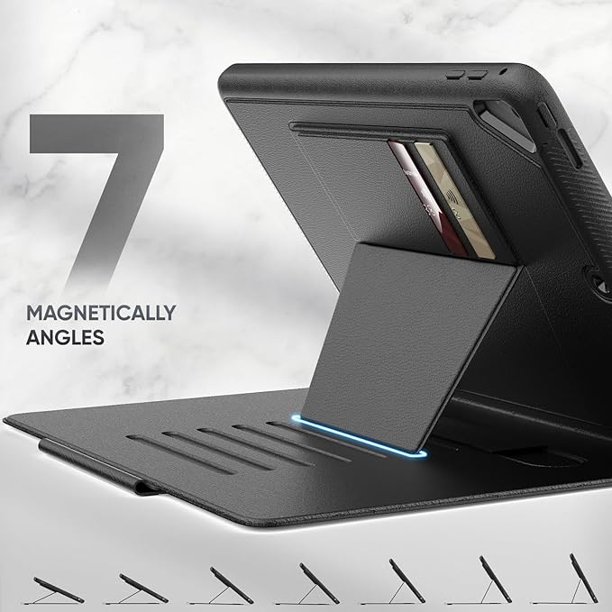 SEYMAC stock Case for iPad 6th/5th Generation/Air 2/Pro 9.7'', Strong Magnetic Auto Sleep Shockproof Case with Absorbing Multi-Angles Stand, Pen Holder, Card Slot (Black)