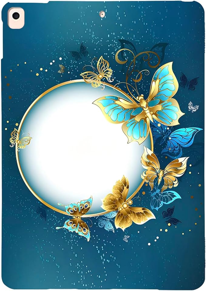 Dteck for iPad Air 3rd Generation Case 2019, iPad Pro 2017 Case 10.5-Inch, Soft Silicone Basic Tablet Case, Slim Fit Ultra Thin Lightweight Back Cover Case, Cute Cartoon TPU Case, Gold Blue Butterfly