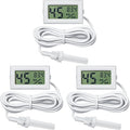 Weewooday Mini Digital Temperature Humidity Meters Gauge with Probe Gauge LCD Fahrenheit Display Thermometer Hygrometer for Incubator Reptile Plant Greenhouse Chicken Coop Garden(White, 3 Pieces)