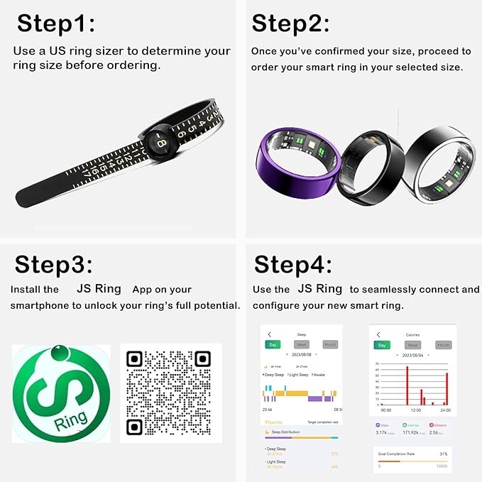 Smart Ring for Women Health Ring for Men Fitness Tracker with Heart Rate Monitor Sleep Monitoring Pedometer Calorie for Android iOS