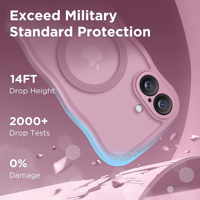 CAPRARO Magnetic for iPhone 17 Case for Women Girls, Upgraded [Full Camera Protection] [Compatible with MagSafe] Cute Wave Translucent Matte Phone Case for iPhone 17, Black Currant