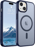 SUPFINE Magnetic for iPhone 15 Case (Compatible with MagSafe) (Military Grade Drop Protection) Slim Translucent Matte Shockproof with Anti-Fingerprint Phone Case, Navy Blue
