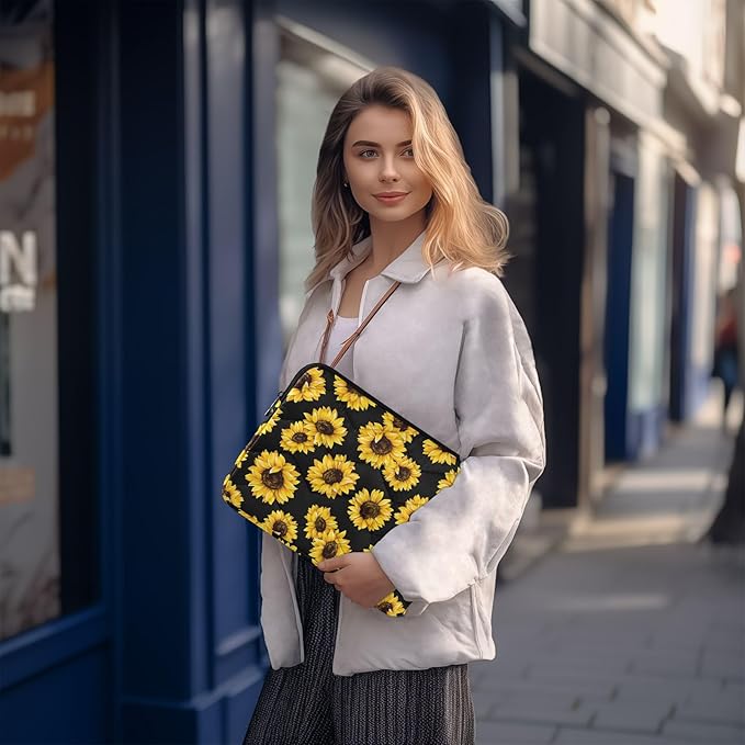 Sunflower Floral Laptop Sleeve 13 inch Cute Laptop Bag 14 inch Waterproof Computer Bag for Women Laptop Accessories Computer Cover Bag for Tablet Men, A06D24018