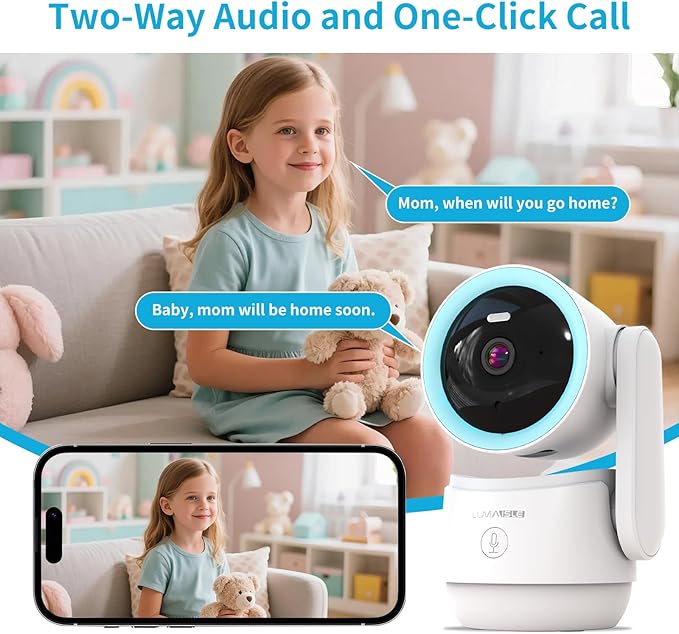 Indoor PTZ Security Camera, 2K 3MP Pan-Tilt with Privacy Mode, No Subscription, 32GB TF Card Included, Dual-Band 5G/2.4G WiFi, AI Motion Detection, Night Vision, 2-Way Audio, Siren (Blue)