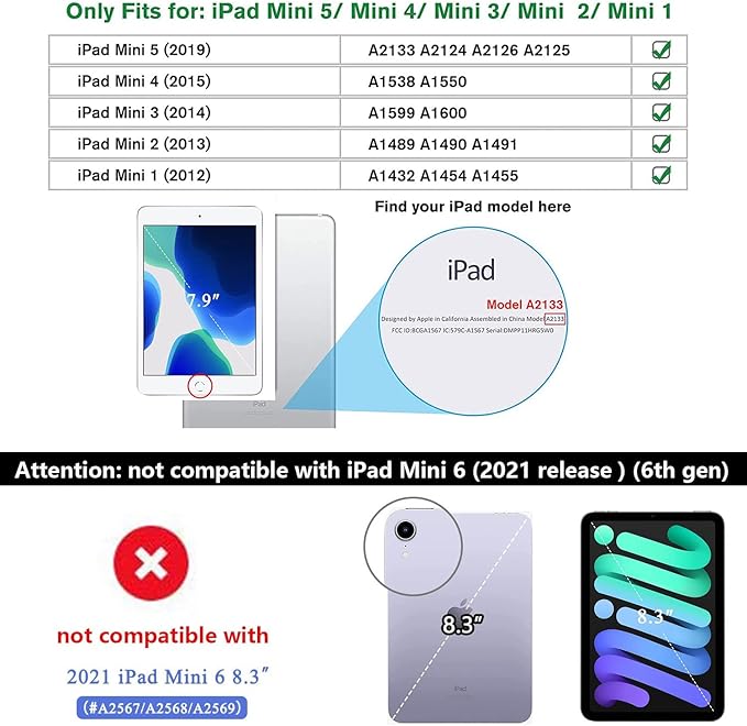 Clear Case for iPad mini 5/4/3/2/1 Cover 7.9" (iPad mini 5th/4th/3rd/2nd/1st Generation) with Pencil Holder Lightweight Crystal Transparent Shockproof Soft TPU Back Protective Shell, Clear
