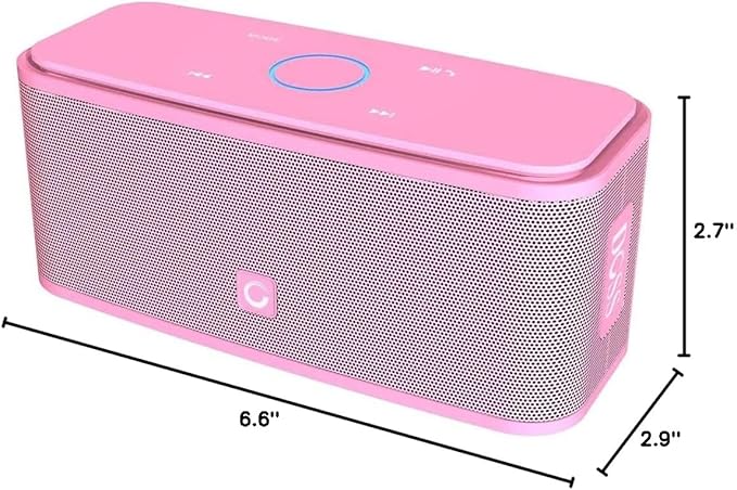 DOSS SoundBox Touch Wireless Bluetooth Speaker-12W HD Sound with Rich Bass, IPX5 Waterproof, 20H Playtime, Handsfree, for Gatherings, Home, Office, Outdoor, Travel-Pink