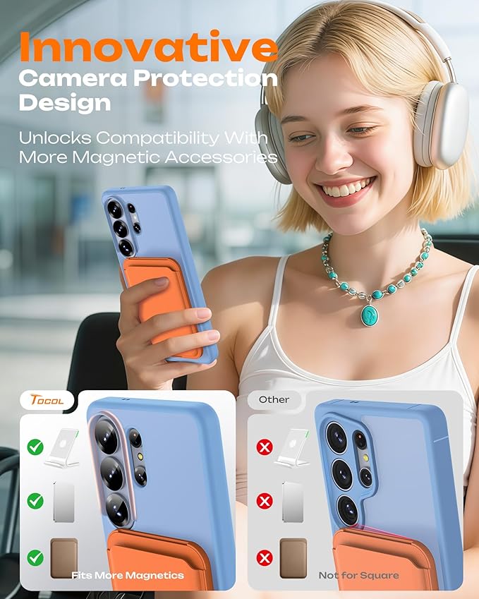 TOCOL for Samsung Galaxy S26 Ultra Case, Built-in Magnetic Ring, Drop Protection, Slim Translucent Matte Phone Case for Galaxy S26 Ultra 6.9 inch (Light Blue)