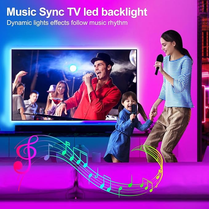 REEMEER LED Lights for TV 16.4ft LED Light for 45-75 Inch TVs RGB Lights Backlight Behind Music Sync Bluetooth APP and Remote Control TV LEDs Strip USB Powered for Bedroom/Gaming