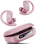 occiam Active Noise Cancelling Wireless Earbuds Bluetooth Headphones Ear Buds 96Hrs Playback Clear Call Waterproof Earphones with Ear Hook Microphones for Sport Running Pink