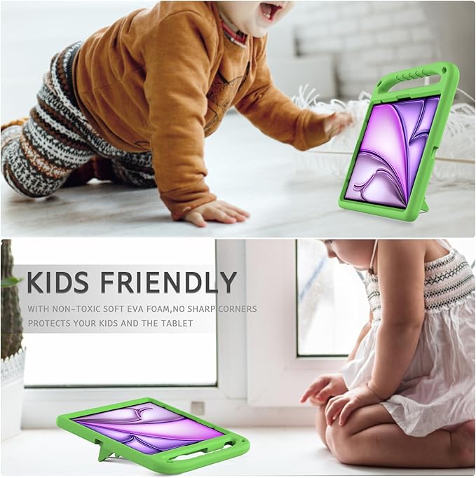ATOOZ Kids Case for iPad air 13 inch 2024 2025 2026 (M2 M3 M4) / iPad Pro 13 inch (M4 M5), Cover with Shockproof Handle Stand for iPad Pro 13 7th /8th Gen 13" Tablet (Green)