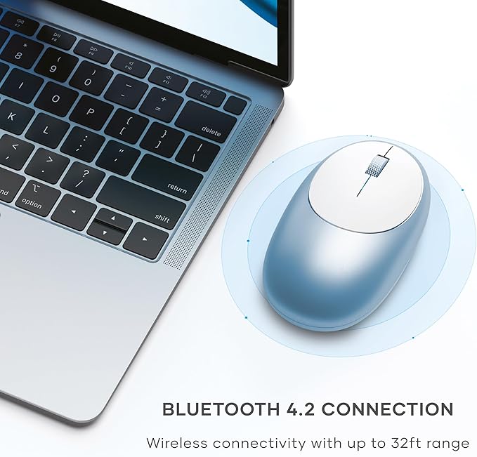 Satechi M1 Wireless Bluetooth Mouse, USB-C Rechargeable, Compact & Portable, for MacBook Air/Pro/Nro, iPad Air/Pro, iPad mini, Mac mini, iMac & Windows - Blue