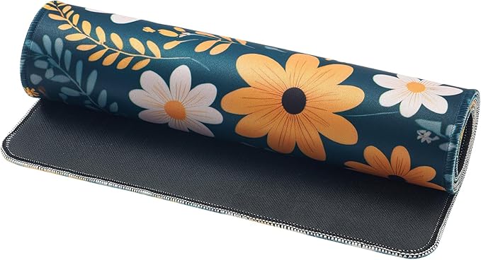 Yellow Flowers Mouse Pad,Large Mouse Pad, Soft Rubber Base, Non-Slip Surface,31.5x11.8x0.12inch Long Computer Keyboard Mouse Mat,Office Desk Mat,Gaming Mousepad