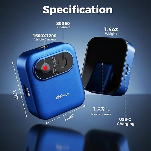 Thermal Camera for Finding Heat Leaks & Drafts – Portable Infrared Imager for Home Inspection, Entry-Level Thermal Imager for Hidden Camera Detection & Water Leak Detection