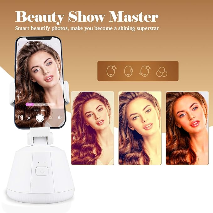 Smartphones Gimbal Stabilizer, 360° Rotation Smart Tracking Holder, Face Object Shooting Selfie Stick Mount for Tripod, Suit for Photographing Vlog Videos Shooting (White)