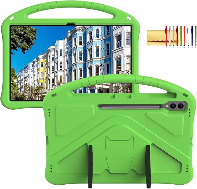 Kids Case for Samsung Galaxy Tab S10 Ultra/S9 S8 Ultra 14.6-inch Tablet, Techcircle Light Weight Shock Proof EVA Foam Handle Rugged Stand Protective Cover, Green