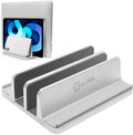Vertical Laptop Stand for Desk Aluminum Heavy Duty, 4 Slots Adjustable Laptop Holder MacBook Stands Compatible All iPad Surface Samsung HP Chromebook iPad Pro Air Upto 17.5'- Silver
