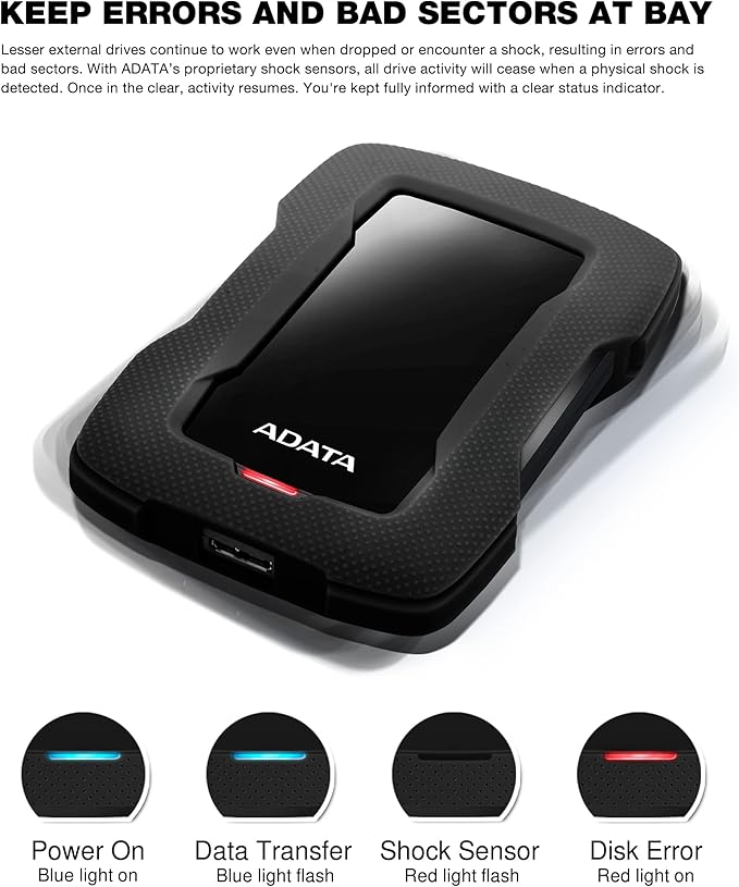 ADATA RIGTED Magnetic Disk Memory Drive (OUTERN) - AHD330-1TU31-CBK - 1TB