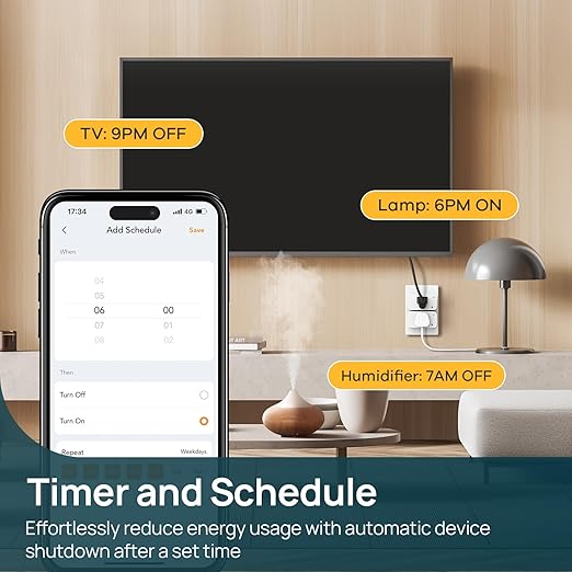 Linkind Matter Smart Plug 4 Pack, Night Lights Plug into Wall, Work with Alexa, Apple Home, Google, Timer Outlet 15A/1800W, ETL Certified, 2.4G WiFi, Dusk to Dawn 2700K, for Hallway, Bathroom, Kids